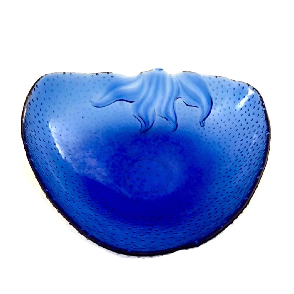 Vintage Strawberry Hobnob Glass Bowl in Cobalt Blue